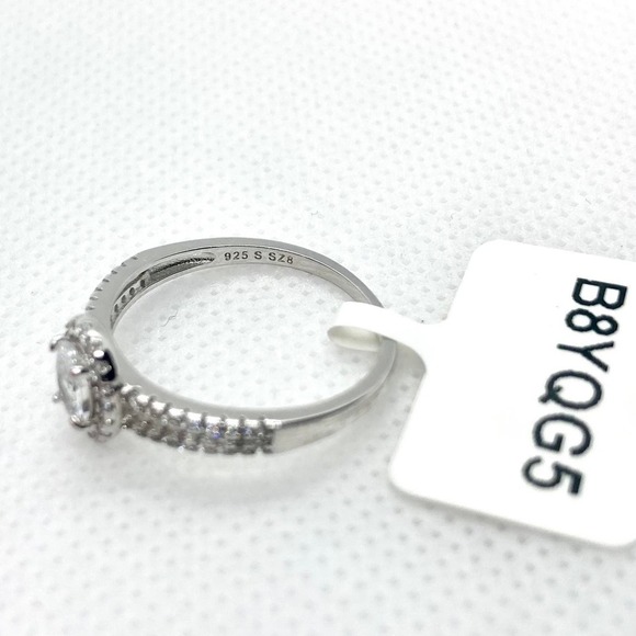 Size 8 925 Split Shank CZ Oval Cut Halo Ring - Picture 9 of 12